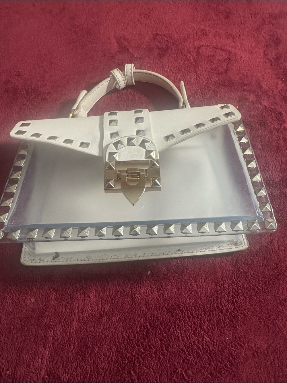 Othr White Studded Satchel with Silver Hardware